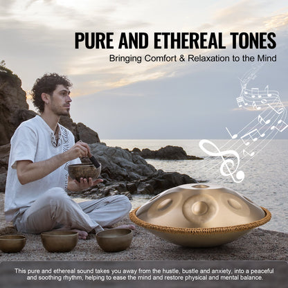 Handpan Drum 22 in 10 notes D minor Handpan Drum Instrument with Template