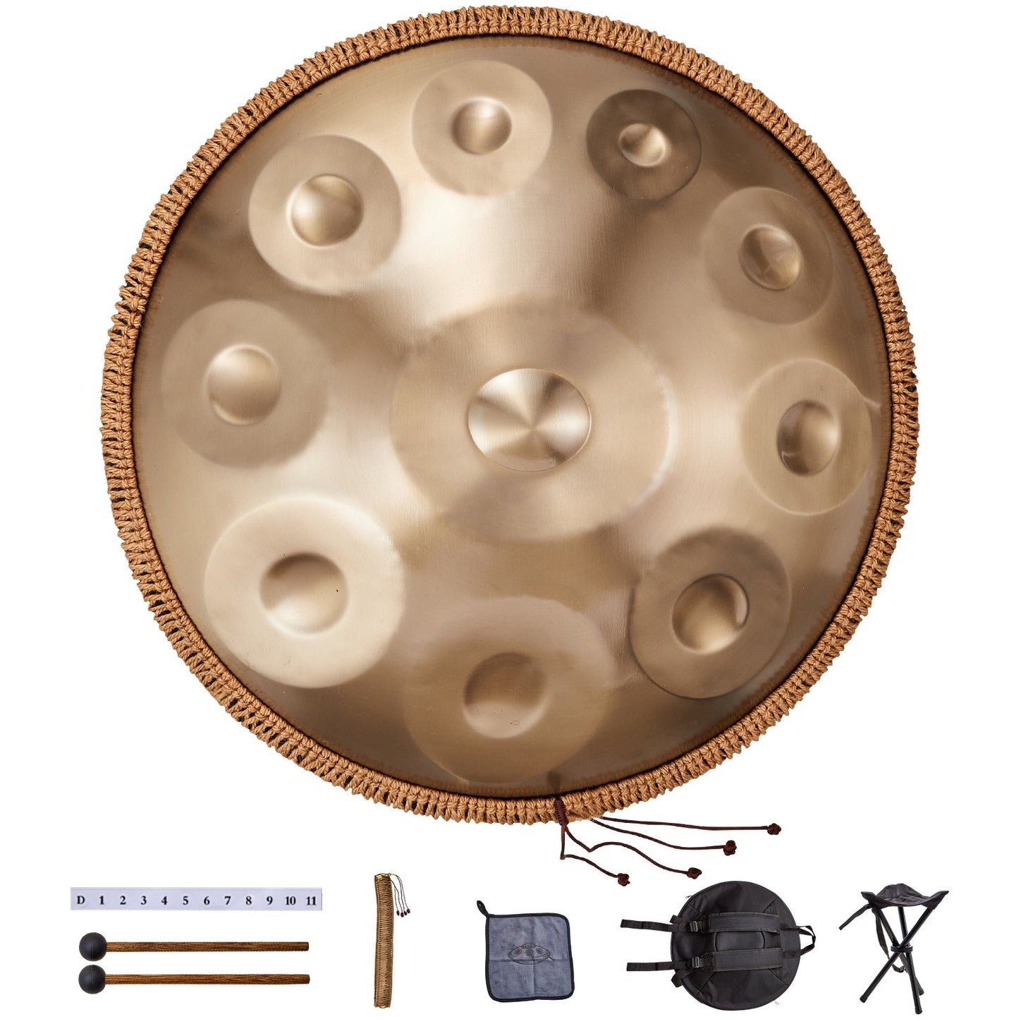 Handpan Drum 22 in 10 notes D minor Handpan Drum Instrument with Template