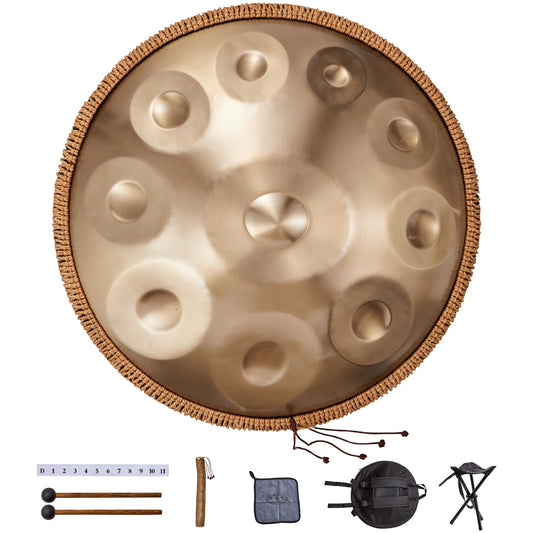 Handpan Drum 22 i 10 toner D-moll Handtruminstrument med mall