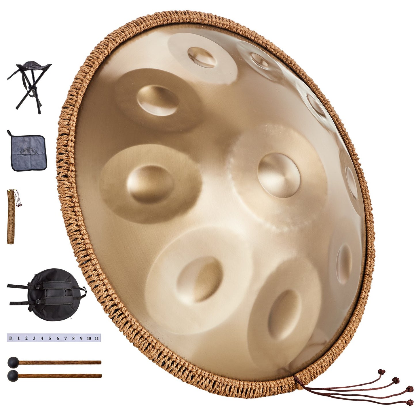 Handpan Drum 22 in 10 notes D minor Handpan Drum Instrument with Template