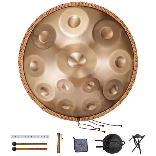 Handpan Trumma 22 i 12 toner D-moll Handtruminstrument med mall