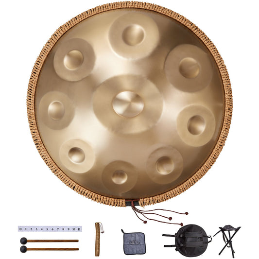 Handpan Trumma 22 in 9 Notes D Minor Steel Handtrumma med klubbor för vuxna