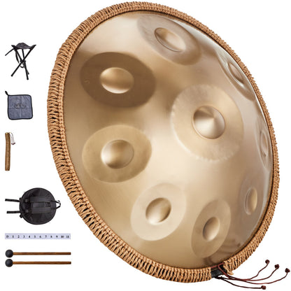 Handpan Trumma 22 in 9 Notes D Minor Steel Handtrumma med klubbor för vuxna