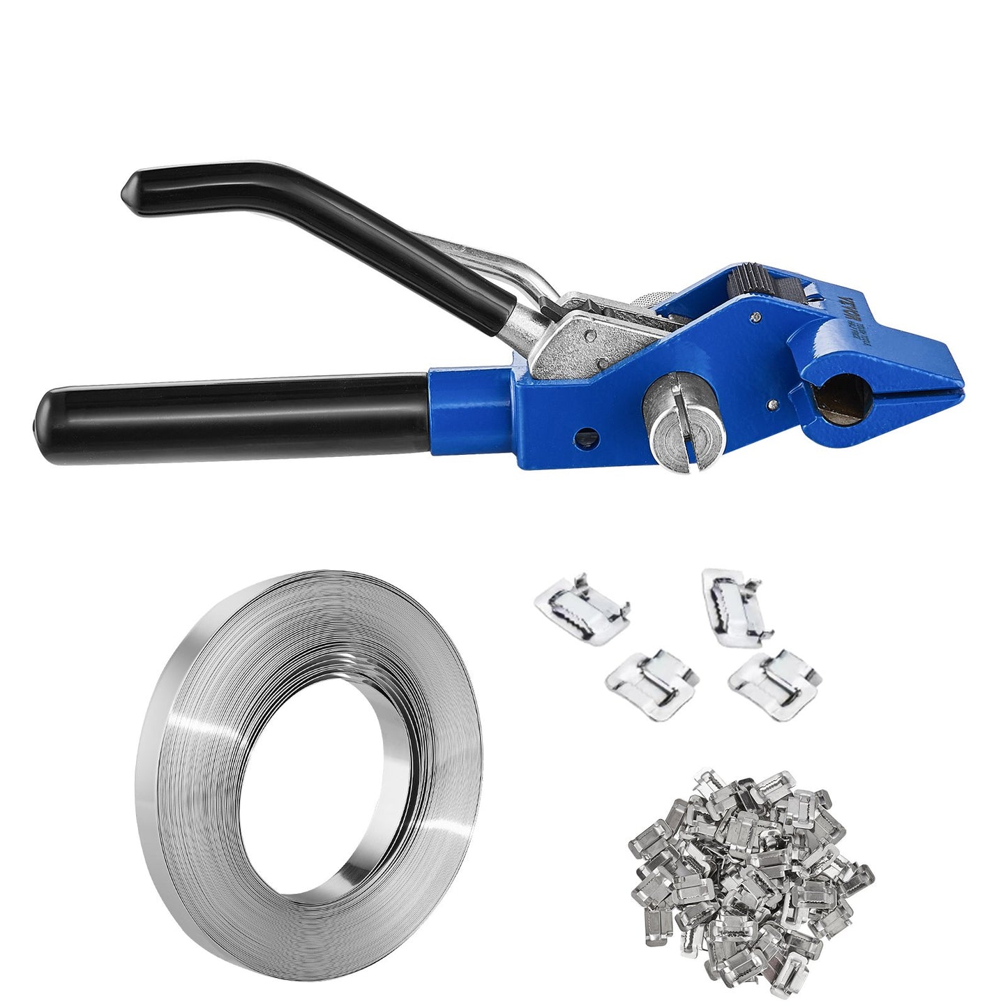 Banding Banding Kit med bandspännare verktyg, 100 ft Längd 304 Rostfritt stål banding, 100 metalltätningar, Pall Packaging Band Banding Kit, Banding Packaging Banding för packning