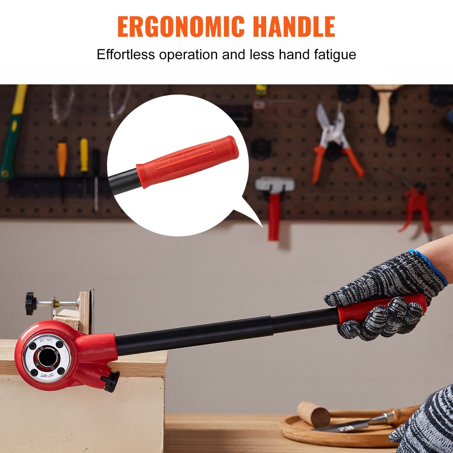 Ratchet Pipe Threader Kit, 1/4" NPT - 1-1/4" NPT Manual Ratchet Pipe Threader, Portable Pipe Threading Tool Set with 6 PCS NPT Nozzles, Storage Case for Galvanized Aluminum Iron Copper Pipes