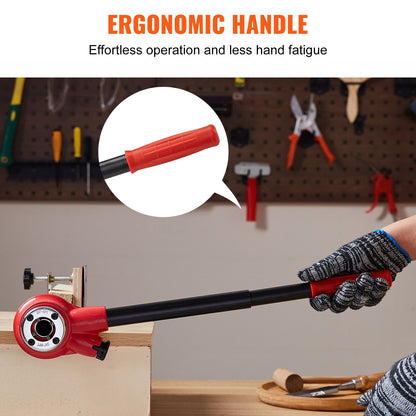 Ratchet Pipe Threader Kit, 1/4" NPT - 1-1/4" NPT Manual Ratchet Pipe Threader, Portable Pipe Threading Tool Set with 6 PCS NPT Nozzles, Storage Case for Galvanized Aluminum Iron Copper Pipes
