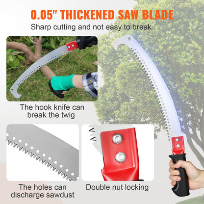 Manual Pole Saw, 4.6-9.8ft Extendable Tree Pruner, Sharp Steel Blade for Trimming High Branches, Manual Branch Trimmer with Lightweight Aluminum Alloy Handle, for Pruning Palm Trees and Shrubs