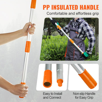 Manual Pole Saw, 4.6-9.8ft Extendable Tree Pruner, Sharp Steel Blade for Trimming High Branches, Manual Branch Trimmer with Lightweight Aluminum Alloy Handle, for Pruning Palm Trees and Shrubs