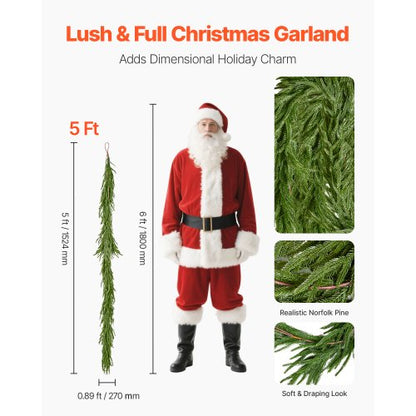 Artificial Norfolk Christmas Garland 1.5m Mantel Christmas Decoration | EU