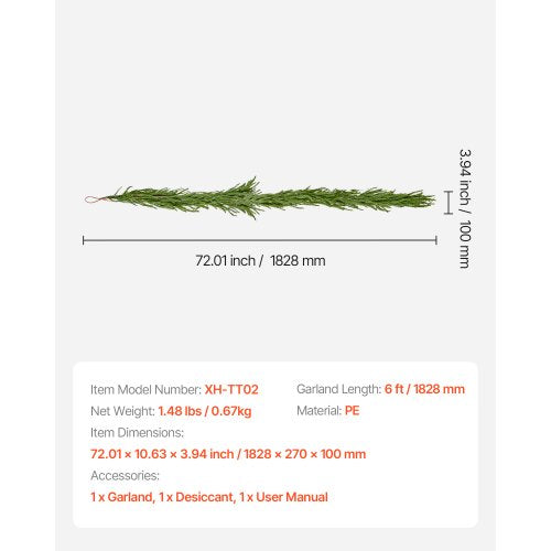 Artificial Norfolk Christmas Garland 1.8m Mantel Christmas Decoration | EU