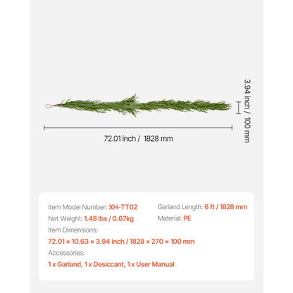 Artificial Norfolk Christmas Garland 1.8m Mantel Christmas Decoration | EU