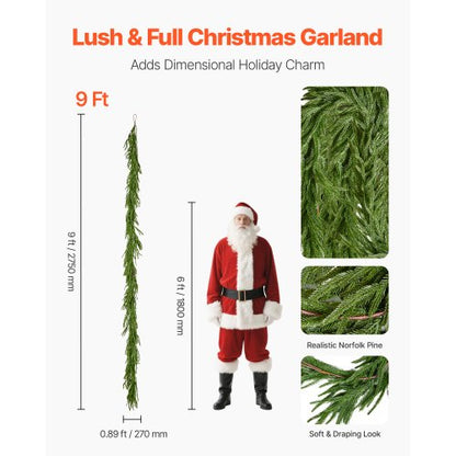 Artificial Norfolk Christmas Garland 2.7m Mantel Christmas Decoration | EU