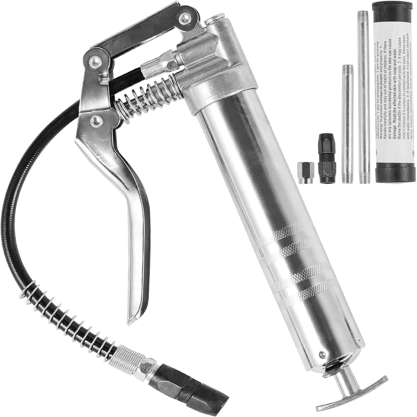 Pistol Grip Grease Gun, 3500 PSI, 4 OZ / 120 CC Kapacitet Heavy Duty Professional Grease Gun, med 11,65 tum flexibel slang 2 svarta platta kopplingar, 1 förstärkt munstycke och 2 styva metallrör