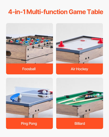 82 cm Air Hockey Table 4-in-1 Combo Game Table Football Ping Pong Billiards