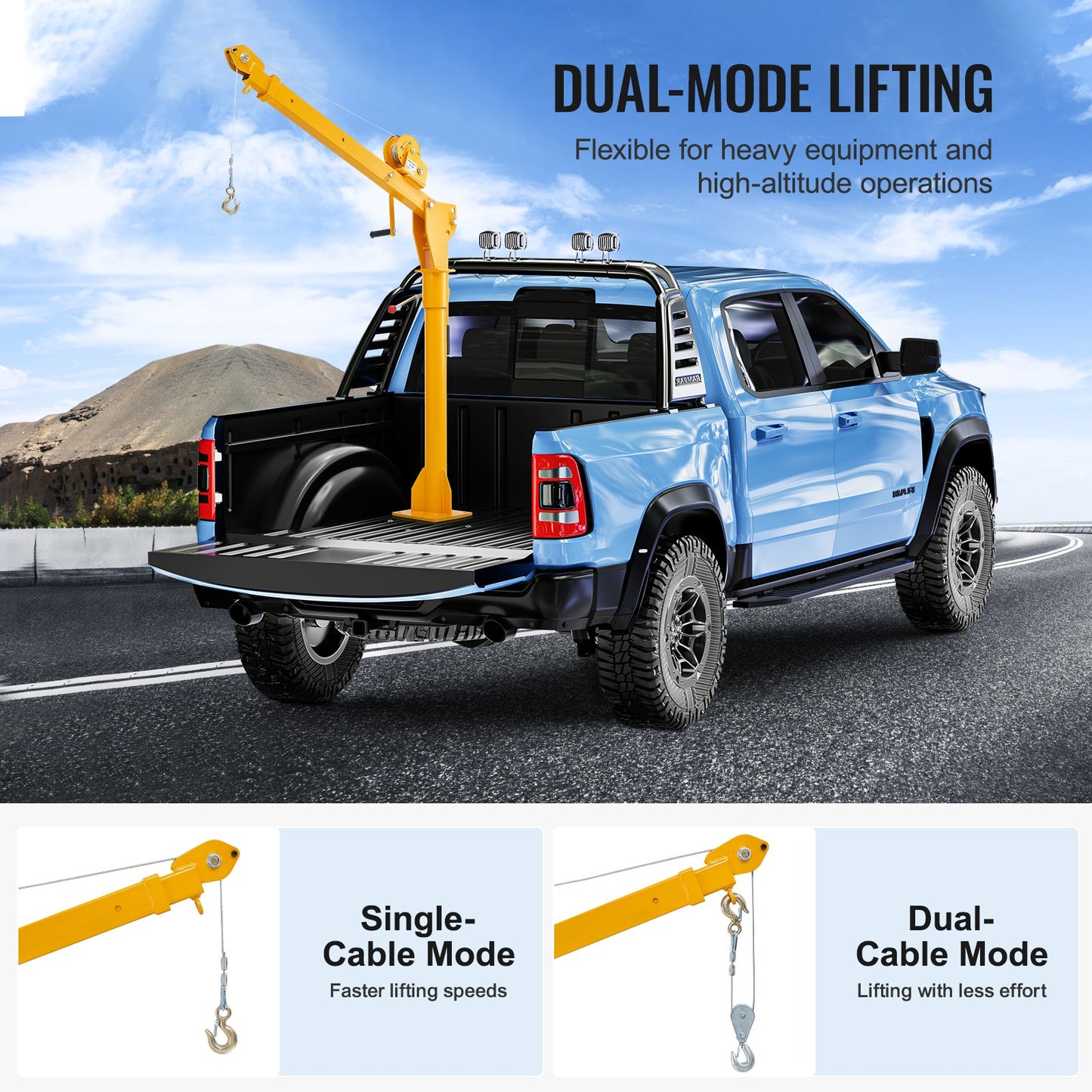 Pickup Lastbil Kran lyftkran 1100 lbs med manuell vinsch 360° hisslyft