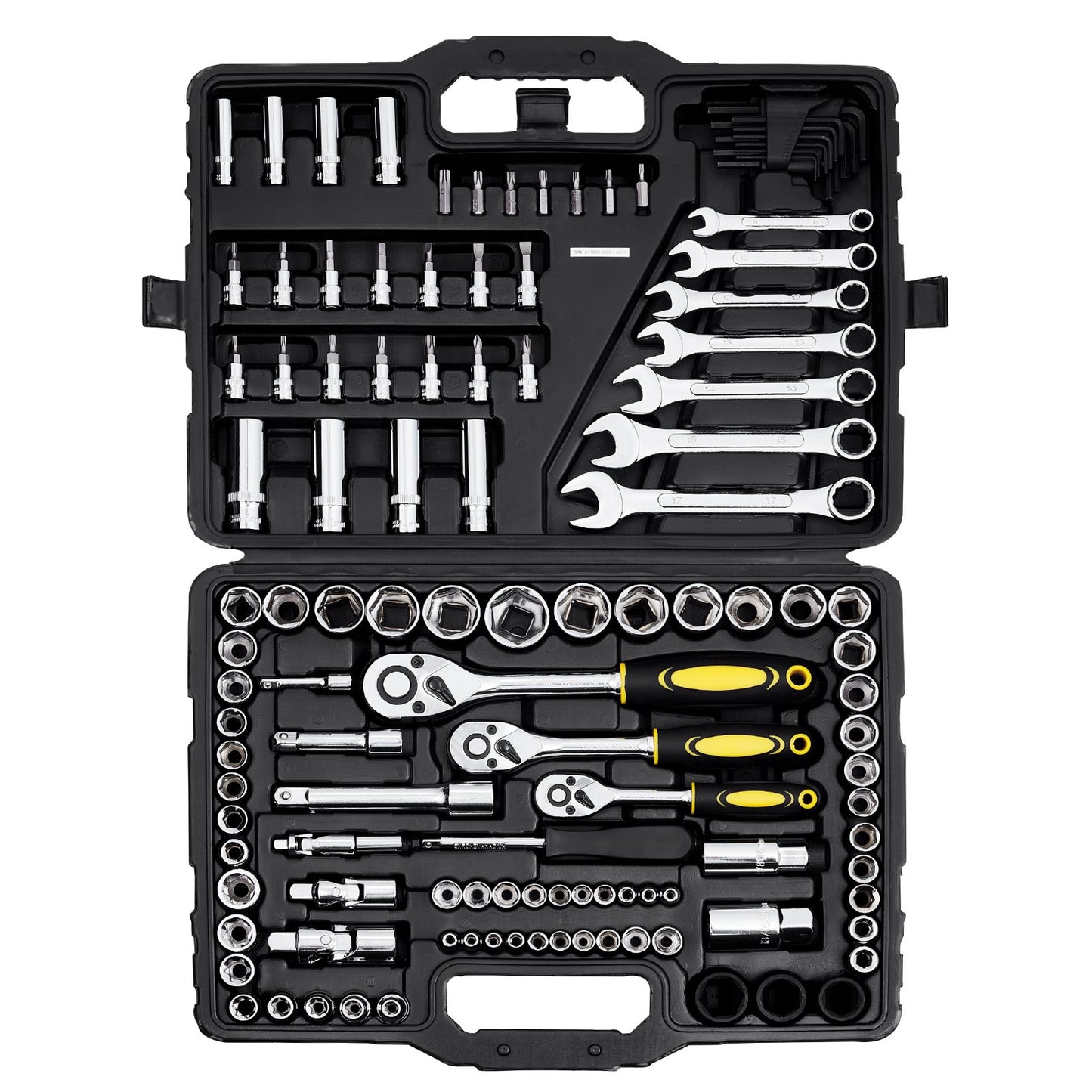 121-piece mechanics tool set 1/4" 3/8" 1/2" drive socket SAE and metric