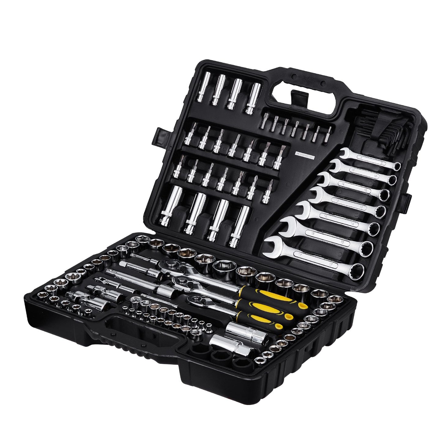121-piece mechanics tool set 1/4" 3/8" 1/2" drive socket SAE and metric