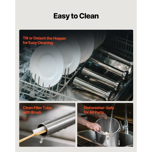 Manuell korvfyllare, 10 l vertikal köttfyllare, korvfyllningsmaskin med dubbla hastigheter, kraftig fyllare i rostfritt stål med 5 fyllningsrör, för kommersiellt och hemmabruk |  EU