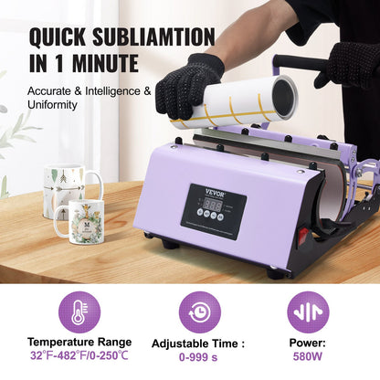 Tumbler Heat Press Machine 11-30oz Mugg Press Sublimation Tumblers Lila