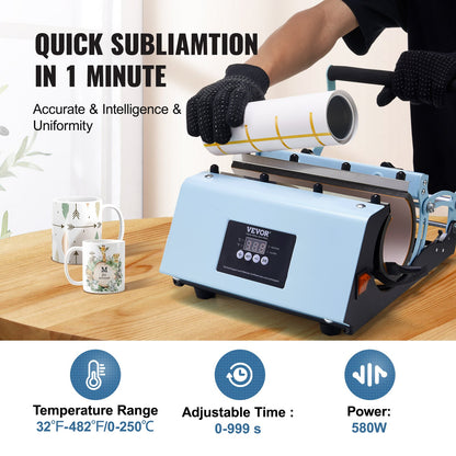 Tumbler Heat Press Machine 11-30oz Mug Press Sublimation Tumblers Blue
