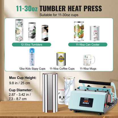 Tumbler Heat Press Machine 11-30oz Mugg Press Sublimation Tumblers Grön