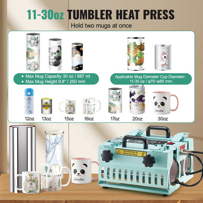 Tumbler Heat Press Machine 2 Station Heater 11-30oz Mug Press Sublimation