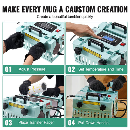 Tumbler Heat Press Machine 2 Station Heater 11-30oz Mug Press Sublimation