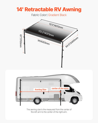 14' Replacement Awning for RVs Manual Trailer Awning for Most RVs