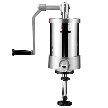 Sausage Stuffer, 2.5LBS/1.5L Capacity, 304 Stainless Steel Vertical Sausage Stuffer, Sausage Filling Machine with 3 Filling Tubes, Suction Base and Manual Crank for Home or Commercial Use