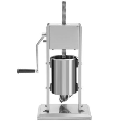 Manual Sausage Stuffer, 5LBS/3L Capacity, Two-Speed 304 Stainless Steel Vertical Sausage Stuffer, Sausage Filling Machine with 4 Filling Tubes, Suction Base for Home or Commercial Use