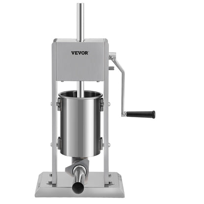Manual Sausage Stuffer, 5LBS/3L Capacity, Two-Speed 304 Stainless Steel Vertical Sausage Stuffer, Sausage Filling Machine with 4 Filling Tubes, Suction Base for Home or Commercial Use