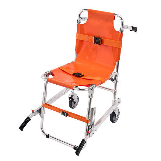 EMS trappstol, 350 lbs lastkapacitet, hopfällbar aluminium nödtrappklättringsrullstol med 2 hjul, bärbar trappliftsstol Ambulansbrandman Evakuering Användning för äldre, funktionshindrade