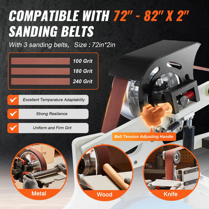 Bandschleifer 72 x 2 Zoll Bandpolierer mit VFD 3 Schleifbacken