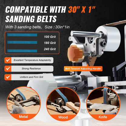 Bandslipmaskin 30 x 1-tums variabel hastighet med VFD 2 slipformar