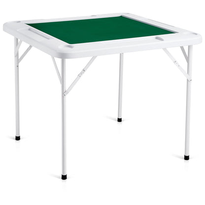 Mahjong bord 4-spelare hopfällbart kortbord & bordsmatta Mugghållare Chipbricka