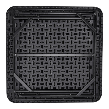 Mahjong Table, Square Folding Card Table for 4 Players with 4 Cup Holders and 4 Chip Trays, Portable Domino Game Table with 1 Set of Dominoes for Mahjong Poke Puzzle, 35.4 x 35.4 inches, Black