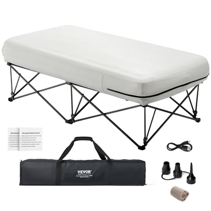 Air Mattress with Frame &amp; Pump 1 Person Blow Up Camping Mattress 300lbs