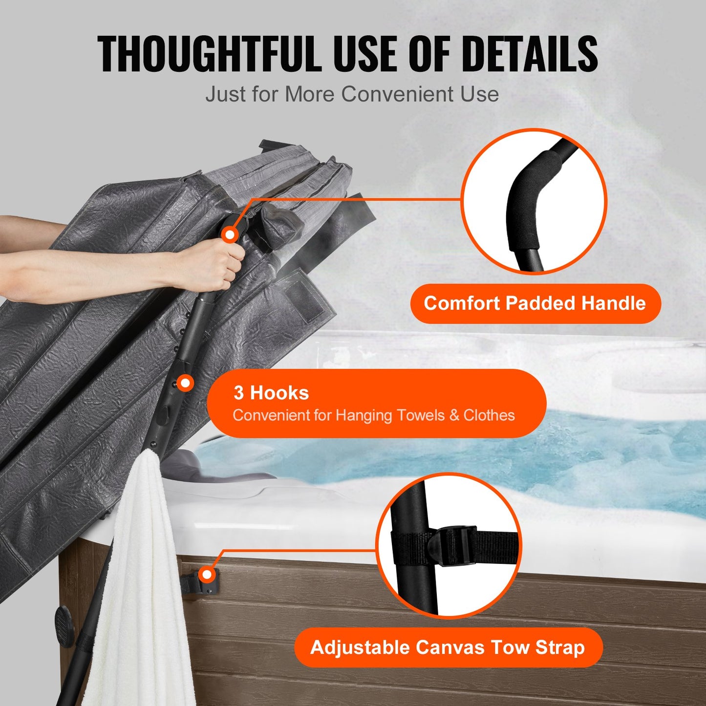 Hot Tub Cover Lift, Spa Cover Lift, Height 31.5" - 41.3" Width 53" - 92.5" Adjustable, installed at the bottom on one side, Suitable for various sizes of rectangular bathtubs, hot tubs, spas