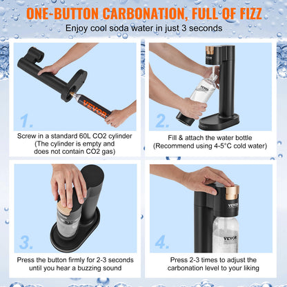 Sprudelwasserbereiter, Soda-Maschine zum Sprudeln zu Hause, Selterswasser-Starter-Set mit BPA-freier 1-Liter-PET-Flasche, CO2-Flasche, kompatibel mit herkömmlichen 60-Liter-CO2-Schraubflaschen