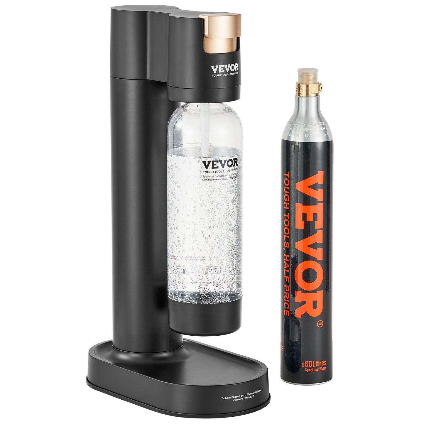 Sprudelwasserbereiter, Soda-Maschine zum Sprudeln zu Hause, Selterswasser-Starter-Set mit BPA-freier 1-Liter-PET-Flasche, CO2-Flasche, kompatibel mit herkömmlichen 60-Liter-CO2-Schraubflaschen