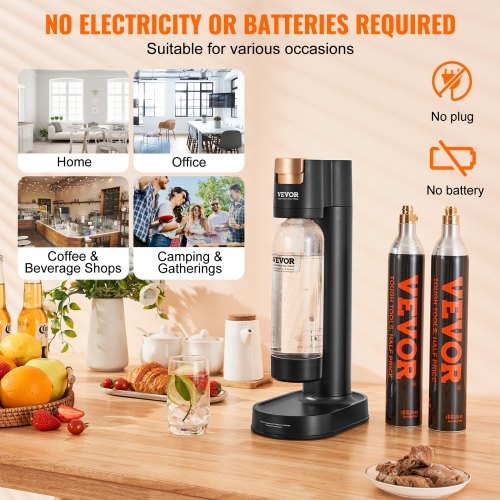 kolsyrat vattenkokare, läskmaskin för hemkolsyra, Seltzer vattenstartsats med BPA-fri 1L PET-flaska, 2 CO2-cylindrar, kompatibel med mainstream-inskruvad 60L CO2-cylinder |  EU