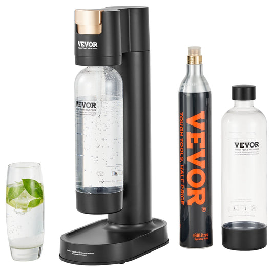Kolsyrade vattenkokare, läskmaskin för hemkolsyra, Seltzer vattenstartsats med 2 BPA-fria 1L PET-flaskor, CO2-cylinder, kompatibel med mainstream-inskruvad 60L CO2-cylinder