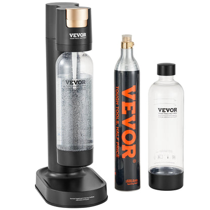 Kolsyrade vattenkokare, läskmaskin för hemkolsyra, Seltzer vattenstartsats med 2 BPA-fria 1L PET-flaskor, CO2-cylinder, kompatibel med mainstream-inskruvad 60L CO2-cylinder