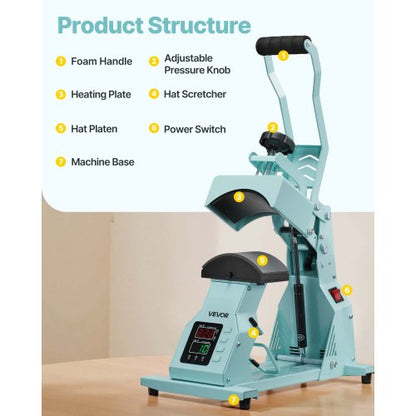 Hat heat press machine for caps Hat press with 2 plates for HTV Green | EU