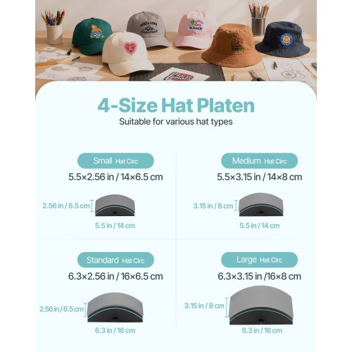 Hat heat press machine for caps Hat press with 4 plates for HTV Green | EU