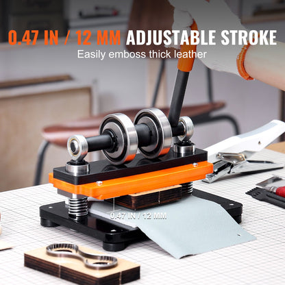 Leather Cutting Machine, 7.1 x 3.9 Inch Embossing Plate Manual Puncher, 0.47 Inch Pressure Impact Leather Embossing Machine, Double Guide Shaft Punching Machine for Various Materials
