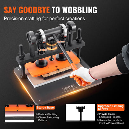 Leather Cutting Machine, 11 x 5.5 Inch Embossing Plate Manual Puncher, 0.47 Inch Pressure Impact Leather Embossing Machine, Double Guide Shaft Punching Machine for Various Materials