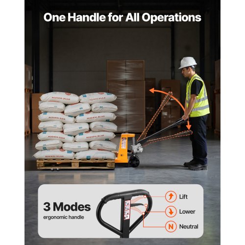 Palltruck, 2,5 ton lastkapacitet, manuell palltruck med gafflar på 122 l x 68,6 b cm för materialhantering, lyfthöjd 85–180 mm, lämplig för lager, stormarknad, tillverkning |  EU