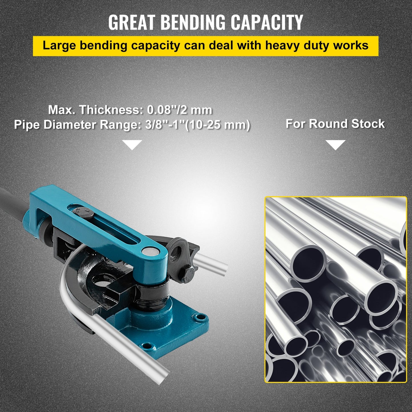 Rörbockare 3/8 till 1 tum Rörbockare Rörbockare 10 till 25 mm Böjformare Rörbockningssats 7 runda stansar Storlek för kopparmässing Aluminiumrör i rostfritt stål
