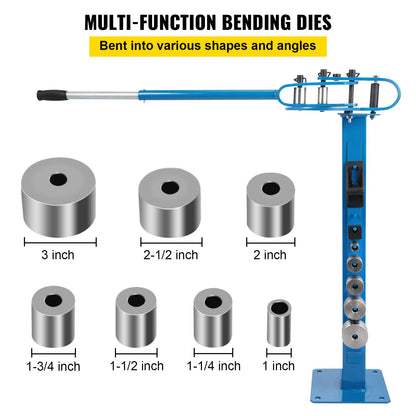 YP-38 Metal Bender 1"-3" Flat Bar Square Rod Böjning 7 Dies med golvstativ